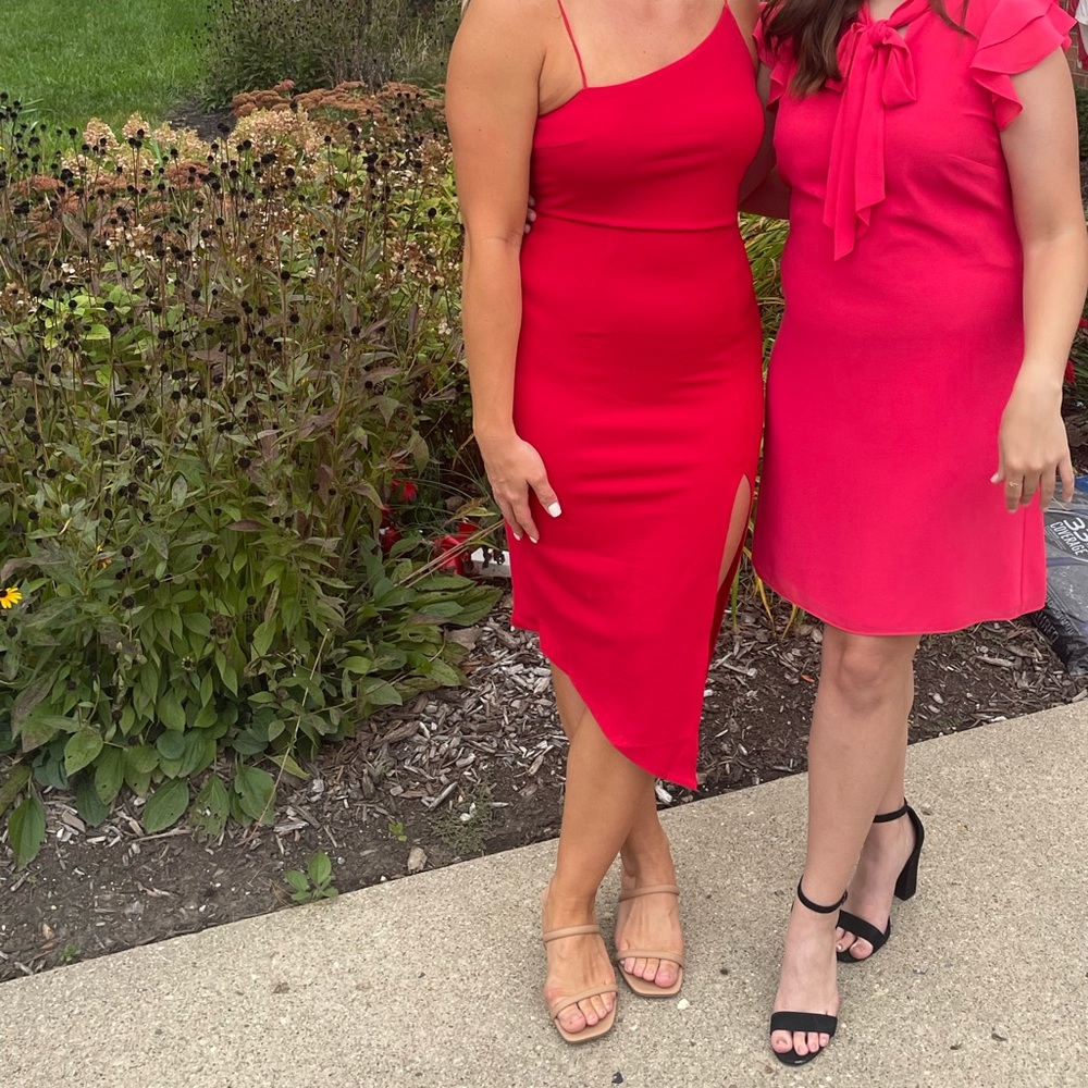 Princess Polly Red Aero One Shoulder Midi Sheath Bodycon Dress Women’s Size 8
